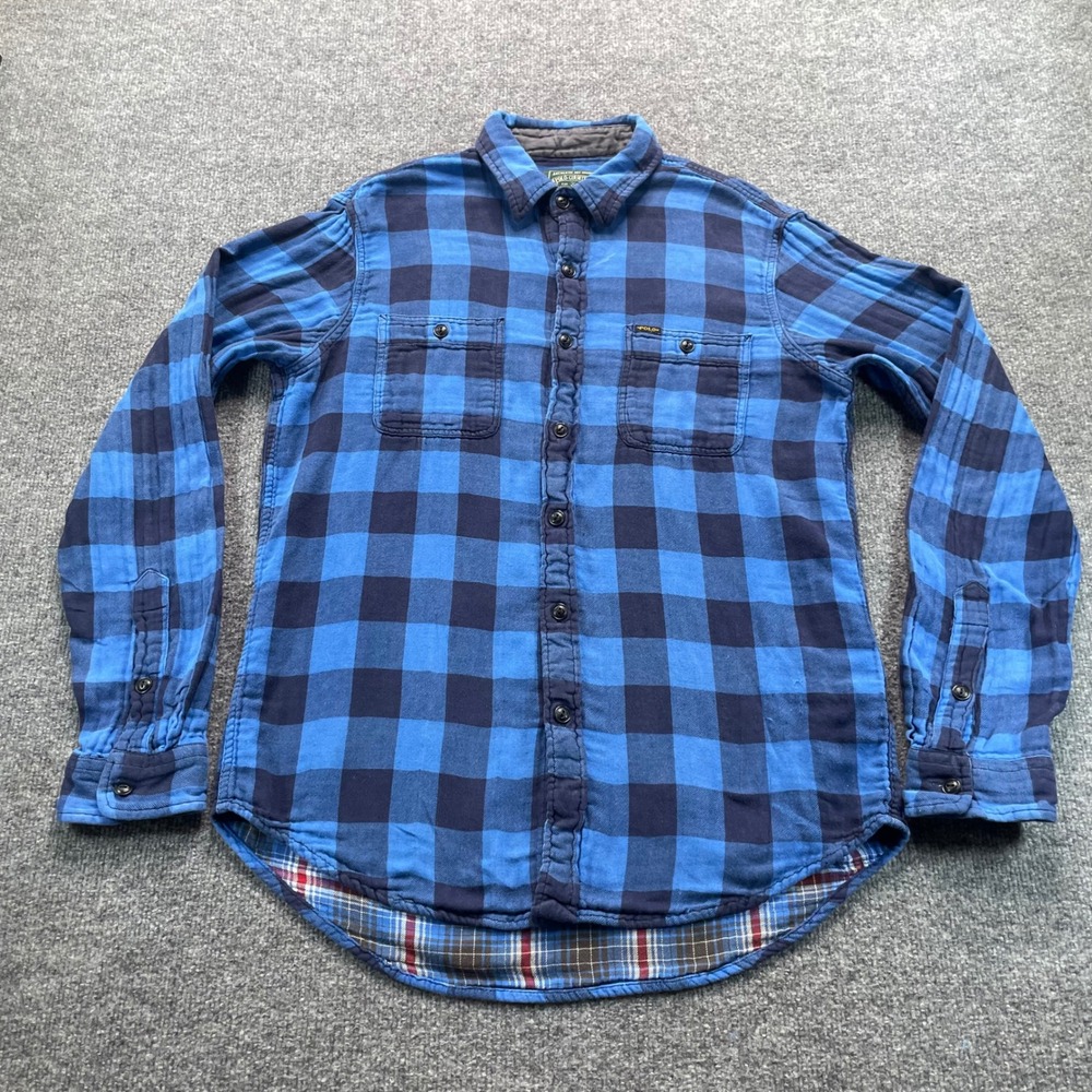Ralph Lauren Polo Country Shirt Men's L Blue Buffalo Plaid Lined Flannel